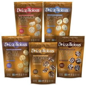 Drizzilicious Mini Rice Cake Bites Variety | 113g Bags | Pack of 5 by Broadway Candy | Mini Rice Cake Low Calories Christmas Snack