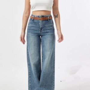 ÜTOPYA Colección Vaquero Con Cinturón Vera | Moda Mujer | Vaqueros | Informal Holgado | Silueta Cómoda que Favorece con Estilo Relajado y Versatilidad Atemporal